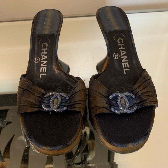 satin chanel slides